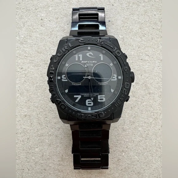men's black stainless steel rip curl battery core tide watch